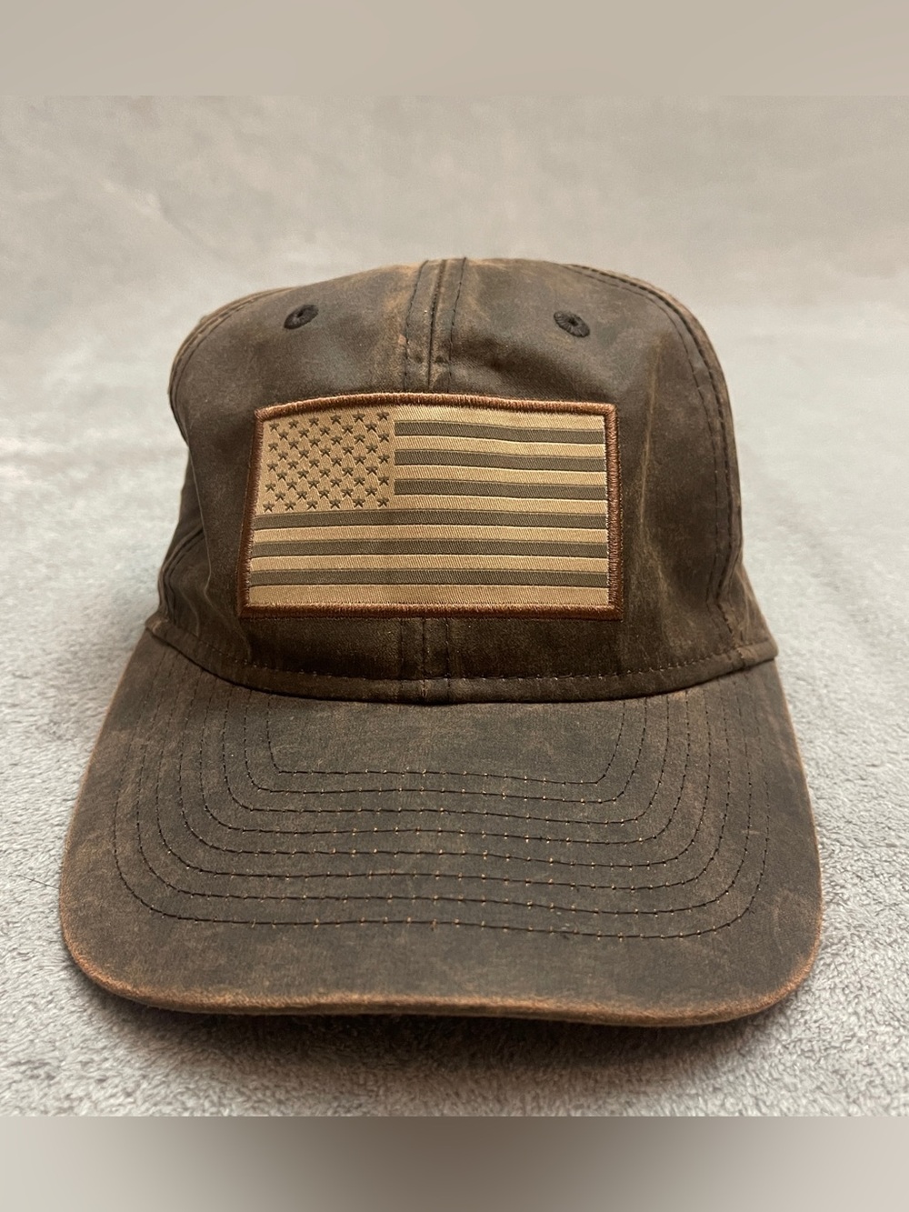 Paramount Outdoors Wax Canvas Brown American Flag Hat Adjustable
